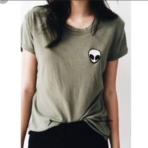 Brandy Melville Green Alien Patch Top